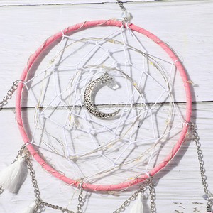 <span class=keywords><strong>Attrape</strong></span>-rêves traditionnel à LED fait à la main, décoration murale <span class=keywords><strong>pour</strong></span> chambre à coucher, ornements artisanaux, plumes roses, <span class=keywords><strong>attrape</strong></span>-rêves indien - Product Image 6