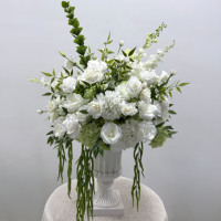 Arrangement floral de mariage fait main, bouquet de lys calla artificiels, rose blanche, rose verte, hortensia, boule de fleurs de 60 cm, décoration de centre de table