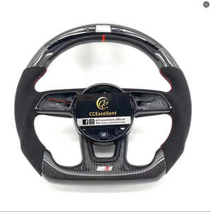 Volant en cuir et fibre de carbone personnalisé CCExcellent pour <span class=keywords><strong>Audi</strong></span> B9 avec style sportif et palettes de changement de vitesse - Product Image 1