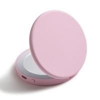 Miroir de maquillage compact rose mignon à LED double face, idéal pour la poche – Meilleure vente