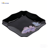 Lot de 58 pièces de vaisselle en verre opale noir et blanc avec motif feuillage, assiettes, bols, tasses et pot, pour le marché turc et égyptien