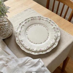French Vintage Embossed Rose Flower <b>Ceramic</b> Tableware <b>Set</b> Antique Afternoon Tea Cup Dessert Cake Plate - Product Image 4