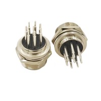 Conector Circular Metálico GX16 M16 de 8 Pines, Macho, para Montaje en Panel, con Pin Sólido Largo Mecanizado y Placa PCB Plateada, Tipo Through Hole