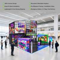 Stand d'exposition modulaire double étage 30x30 pieds pour salon professionnel, construction en aluminium et tissu, affichage lumineux LED, durable