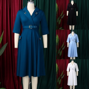 Vestidos de Trabajo para Mujer, Nueva Colección 2026, Casuales y Elegantes, Manga Media, Cuello en V, Vestidos Formales de Oficina, Vestidos Africanos - Product Image 3