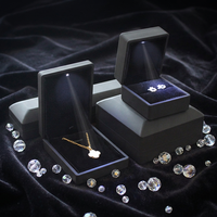 Boîte à bijoux LED personnalisée Tongxing avec logo, en plastique noir, pour bracelet, pendentif et jonc, intérieur en velours