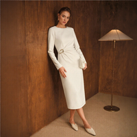 Robe midi moulante décontractée unie pour femme, taille empire, avec boucle en strass, élégante pour le bureau ou les soirées, production rapide sur mesure en usine