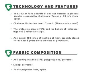 Madereros Protección DE SEGURIDAD anticorte Pantalones DE TRABAJO Sierra eléctrica Delantal Resistente al corte Motosierra Chaps para leñador - Product Image 5