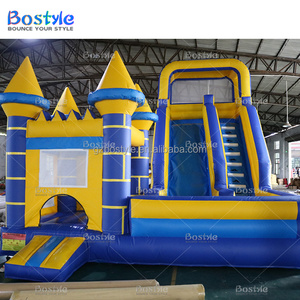 Lâu Đài bouncy đơn giản với trượt nước bơm hơi màu xanh thương mại Nhà nảy bơm hơi cho thuê tiệc cho trẻ em nhảy lâu đài - Product Image 2