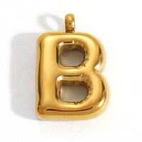 KAVNAR Vente en gros de breloques personnalisées avec logo, plaquées or 18 carats, en acier inoxydable, lettres initiales, pendentifs à bulles pour bijoux DIY