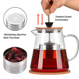 Tetera de Vidrio Transparente Hecha a Mano para el Hogar, 750ml, 950ml, 1350ml, <span class=keywords><strong>con</strong></span> Asa y Filtro Grande - Product Image 4