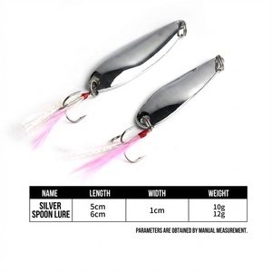 Cuillère métallique vibrante à double taille 5,5 cm/10 g 6 cm/12 g, imprimée, argentée, à reflets, pour la pêche au bar, à la truite, au bar de mer, en rivière, en lac, en ruisseau - Product Image 5