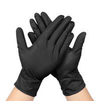 Gants en nitrile noirs jetables G40 de 8 mil, résistants, sans poudre, avec texture diamantée pour une meilleure adhérence, pour usage industriel et mécanique