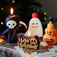 Lot de bougies parfumées artisanales en cire de soja, en forme de citrouille, fantôme, squelette et œil, pour décoration d'Halloween, vente en gros