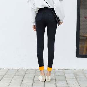 Jeans de Cintura Alta Cálidos y Transpirables para Mujer, Otoño-Invierno, Ajustados, Rectos, con Terciopelo, Gruesos, Elásticos, Casuales, Largos - Product Image 6