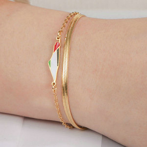 ขายส่งกำไลข้อมือแฟชั่นสแตนเลส 316L ชุบทอง 14k 18k ลายแผนที่ปาเลสไตน์ กำไลปรับขนาดได้สำหรับผู้หญิง - Product Image 2