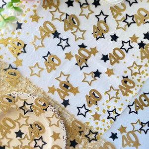 100 pièces de confettis dorés et noirs à paillettes pour 40e anniversaire, chiffres 30 40 50 60, confettis de table, accent photo, décoration d'anniversaire - Product Image 3
