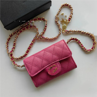 Sac de téléphone unisexe de luxe en cuir avec chaîne détachable, pochette compacte étanche à bandoulière avec lettres en relief, élégante et tendance