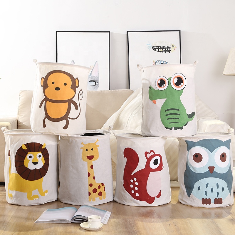 Высококачественная Складная мини-игрушка в виде мультяшных животных, Детская Хлопковая льняная ванна, корзина для белья, ведро для хранения