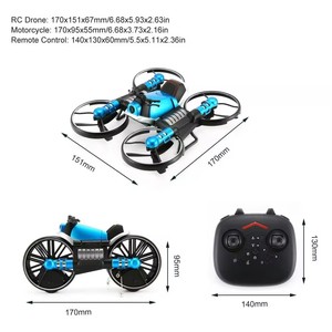 2 en 1 RC Motocicleta Deformable para Tierra y Aire, Quadcopter, Versión con Control Remoto de Reloj, Mini Dron, Juguete de Radiocontrol - Product Image 3