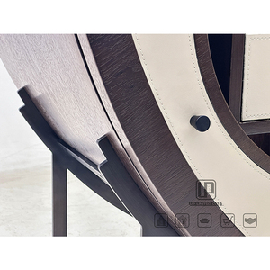 Best Living Room <b>Storage</b> Display Cabinets Modern Furniture Solid Wood Beige Round Cabinet With <b>Drawer</b> and Light Beige Cabinet - Product Image 4