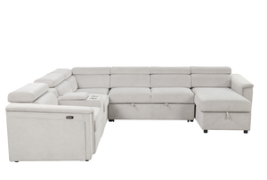 Sofá Seccional Reclinable Eléctrico de Estilo Moderno en Color Beige - Product Image 6