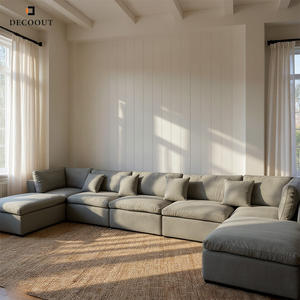 スタイリッシュなベージュのぬいぐるみ断面ソファセットミニロングふわふわソファスタイリッシュな泡布張りリビングルーム家具 - Product Image 1