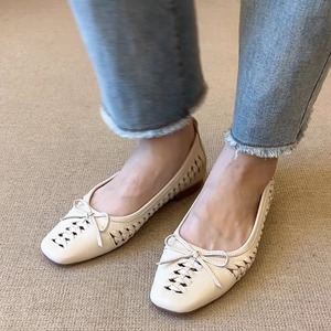 Zapatos planos franceses de cuero genuino suave para mujer, con punta cuadrada, transpirables, con suela suave, para verano, para uso diario - Product Image 2