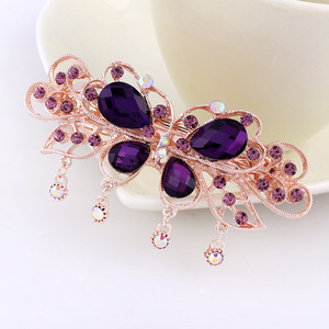 Qianjin toptan zarif Metal kelebek saç tokası kristal püskül Rhinestone firkete yengeç Hairgrip kadınlar için - Product Image 2