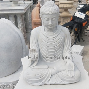 Vườn đá khắc ngoài trời phật tượng cuộc sống Kích thước Thiền Định bằng đá cẩm thạch trắng ngồi phật tượng trang trí nội thất - Product Image 5