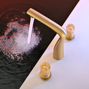 Brass 3 Hole Widespread Bathroom Basin Faucet Taps with 2 <strong>Crystal</strong> Handles - Product Image 5