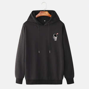 Sudadera con Capucha Negra con Estampado de Astronauta para Hombre, Informal, de Algodón Suave, Felpa, Cálida, de Manga Larga, Estilo Urbano, Cómoda para Uso Diario - Product Image 1