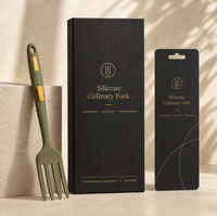 Fourchette de cuisine en silicone sans BPA, grande taille, manche long ergonomique, antiadhésive, résistante à la chaleur, pour servir les spaghettis, les salades et la viande, idéale pour les chefs