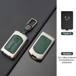 Étui de protection pour clé de voiture <span class=keywords><strong>Volvo</strong></span> XC90 2024 S60 en alliage de zinc et cuir de luxe, haute qualité, avec chaîne - Product Image 2