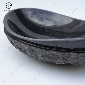 Lavabo de <span class=keywords><strong>roca</strong></span> con forma natural para exteriores, lavabo de jardín negro para lavar a mano, lavabo de piedra - Product Image 4