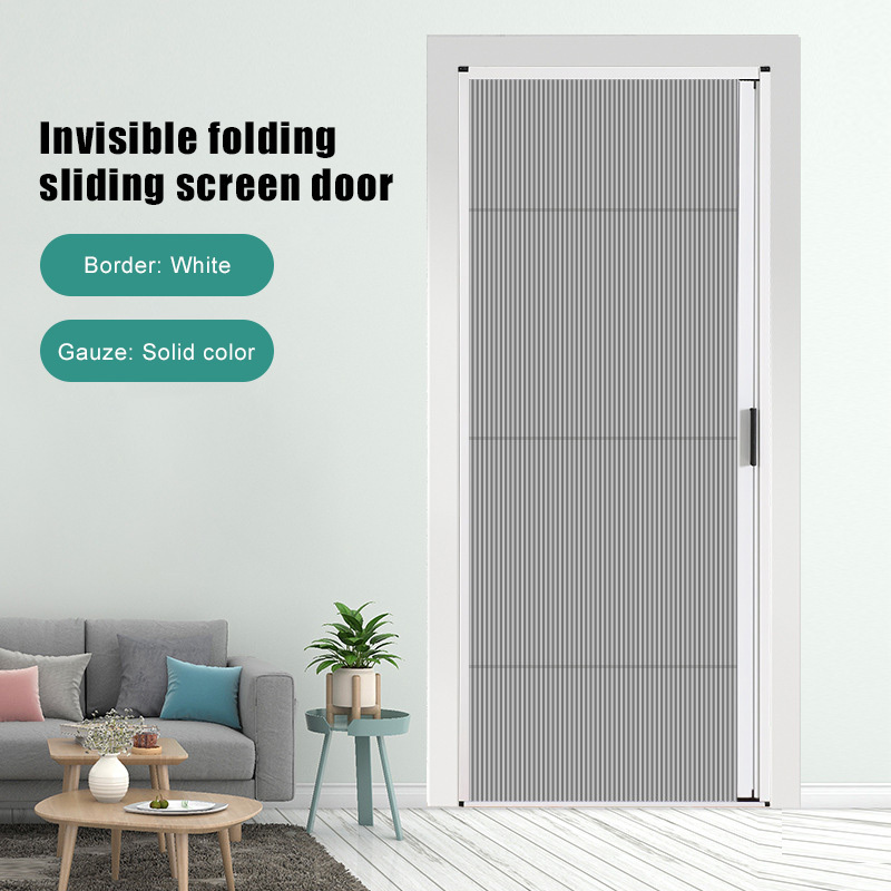 Custom Aluminum Retractable Screen Door Folding Pleated Mesh Design Low Profile Bottom Frame Anti Insect Door For Home Entrance · image 3