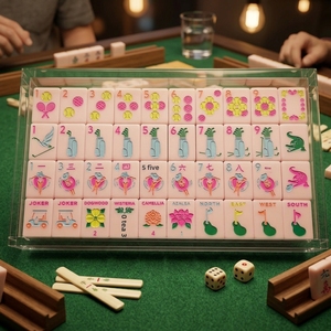 Juego <span class=keywords><strong>de</strong></span> Mahjong <span class=keywords><strong>de</strong></span> Cristal Acrílico Moderno y <span class=keywords><strong>de</strong></span> Lujo HYLL, 160 Piezas, Plegable, Resistente al Agua, Duradero, Ecológico, Portátil, para <span class=keywords><strong>4</strong></span> Jugadores - Product Image 1