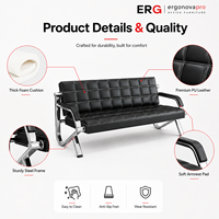 Ensemble de canapés de bureau modernes en cuir Ergonovapro pour hôpitaux, centres commerciaux, salles d'attente, salons d'entreprise, avec structure métallique, 1 à 3 places