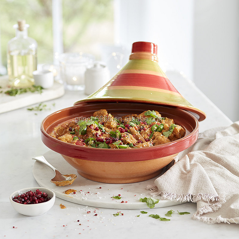 Mini tajine marocain : plat de service fait main en céramique verte Tamegroute - France