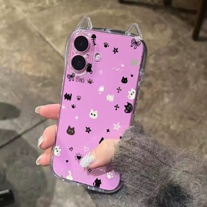 เค<span class=keywords><strong>ส</strong></span>กันกระแทกพรีเมียม TPU <span class=keywords><strong>ส</strong></span>ีพ่นลาย 3 มิติ รูปหัวแมว หูแมว ดาวหัวใจ <span class=keywords><strong>ส</strong></span>ีดำขาว <span class=keywords><strong>ส</strong></span>ำหรับ 17 <span class=keywords><strong>Pro</strong></span> Max 18/16 - Product Image 2