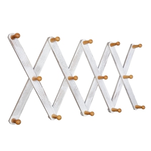 <span class=keywords><strong>Perchero</strong></span> de pared plegable y expandible de madera maciza, estilo acordeón, color <span class=keywords><strong>blanco</strong></span> retro - Product Image 2