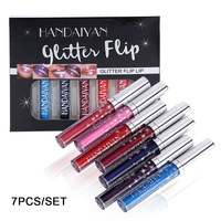 Rouge à lèvres liquide mat de haute qualité brillant à lèvres métallique 7 pièces ensemble rouge à lèvres boîte d'emballage cadeau