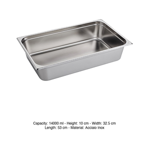 ถาดใส่อาหารสแตนเลส 18/10 GN 1/1 53 × 32.5 × 10 ซม., 1496 กรัม อิน็อกซ์ อิน็อกซ์ มาเซล - Product Image 3