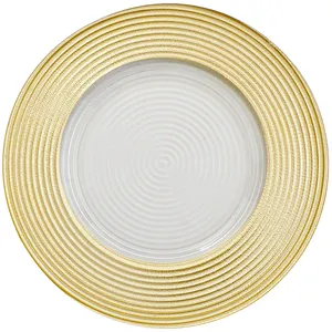 Logo personalizzato di alta qualità cappello di paglia modello Design cena Set decorazione di nozze piatto caricatore di vetro senza piombo