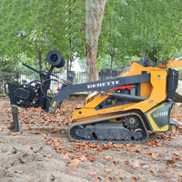Mini chargeuse sur pneus Derette XC1100 avec accessoire de charrue vibrante Hydraulique à haut débit pour l'installation de tuyaux et de câbles