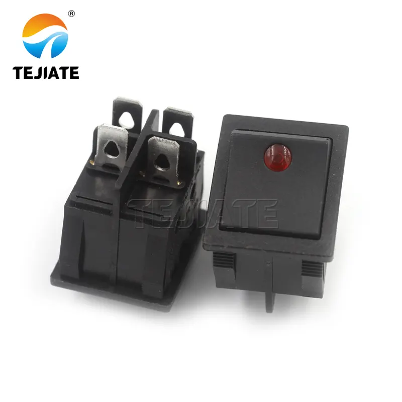 Dc kcd4 thuyền chuyển đổi 220V Rocker Power switch on off đồng màu xanh lá cây ánh sáng màu đỏ 4 chân 6A chân Rocker chuyển đổi