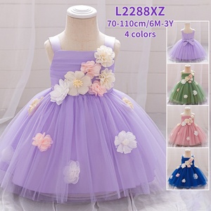 Nuovo Vestito da Festa per Bambine Stile Mori con Spalline, Fiori, Strati di Tulle, Pizzo, Gonna in Cotone e Poliestere con Fiocco per Bambine di 3 Anni - Product Image 6