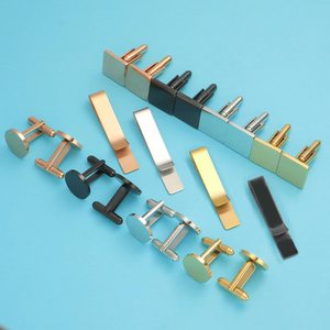 男性ギフトパーソナライズされたカスタマイズされたカフスボタンとネクタイクリップ刻印可能な空白のカフスボタン夫のボーイフレンドの父のためのステンレス鋼 - Product Image 4