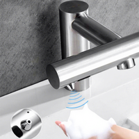 Robinet de salle de bain hygiénique mains libres avec sèche-mains intégré, capteur automatique, robinet d'eau à montage sur plan, chromé, valve en céramique