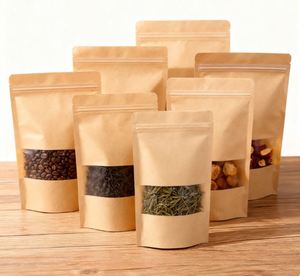 Wholesale Kraft Paper <b>Food</b> Zipper Bags Custom Printed Logo for Candy Nuts Granola Packaging Reclosable <b>Pouch</b> Eco Friendly - Product Image 1